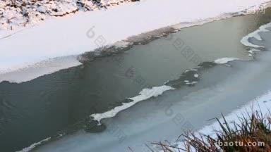 冬季河流细节与冰雪